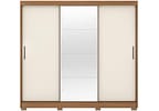 Guarda-roupa Casal com Espelho 3 Portas de Correr 6 Gavetas Demóbile Londres