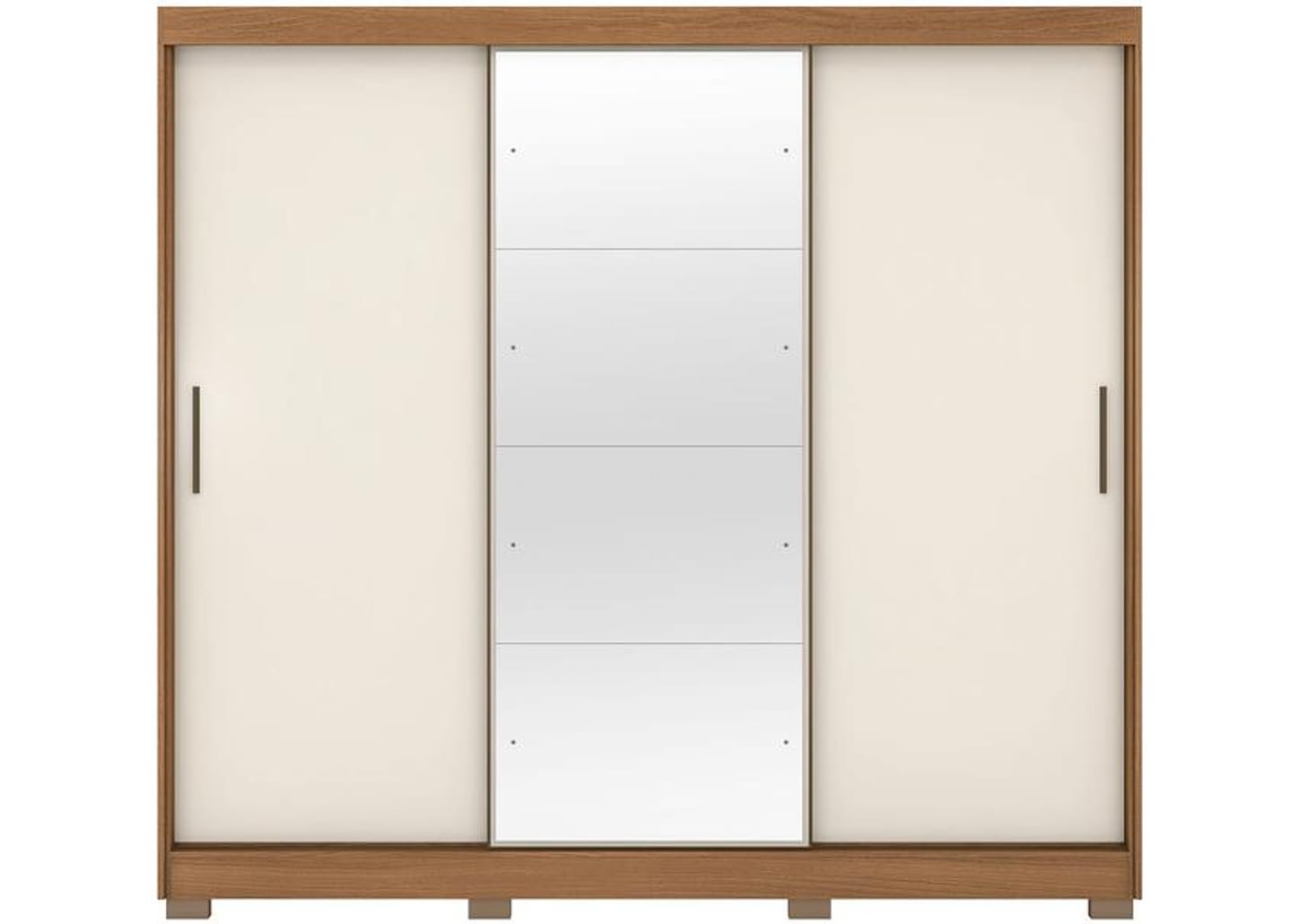 Guarda-roupa Casal com Espelho 3 Portas de Correr 6 Gavetas Demóbile Londres