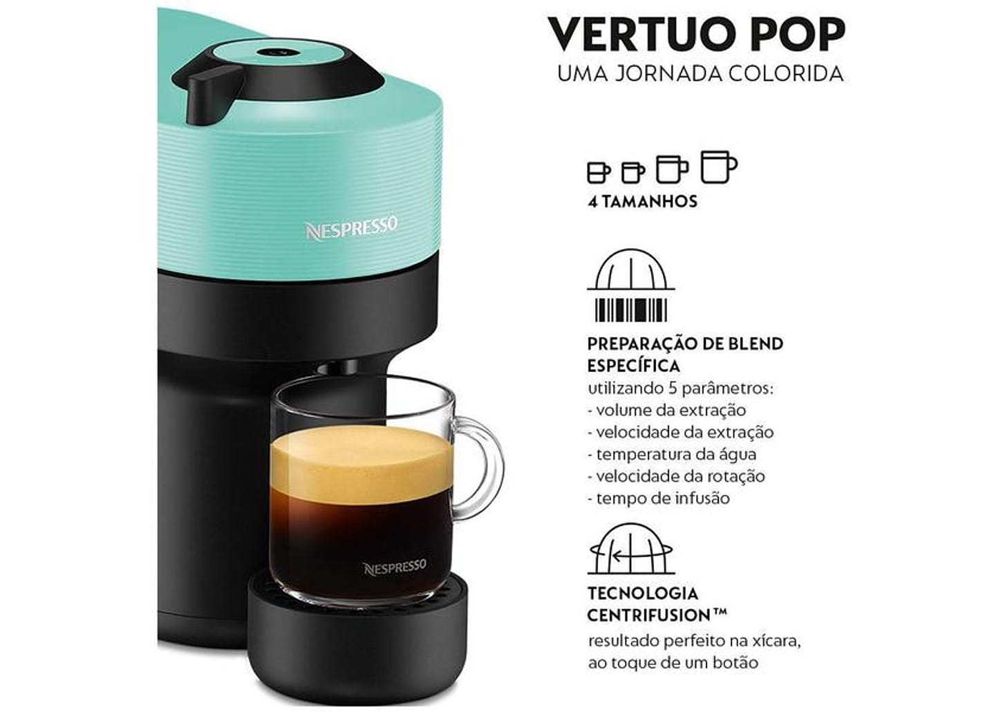 Cafeteira Espresso Nespresso Vertuo Pop - Verde água