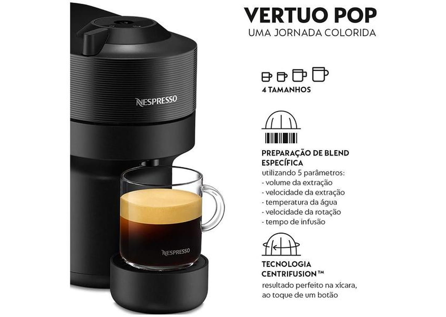 Cafeteira Espresso Nespresso Vertuo Pop Preta