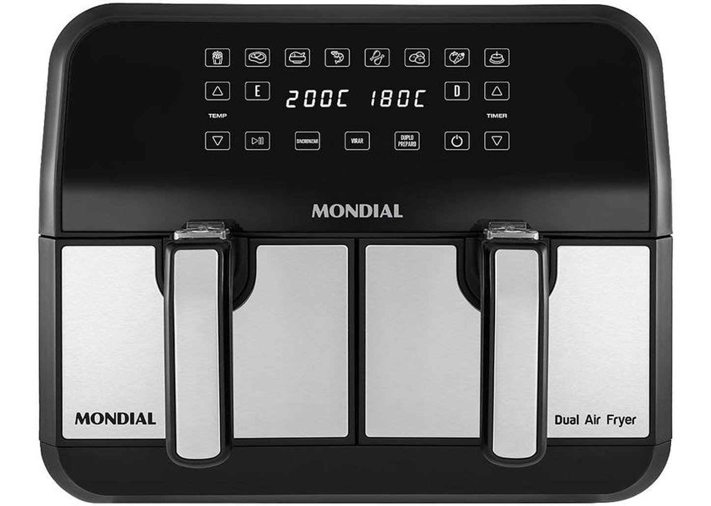 Fritadeira Elétrica sem Óleo/Air Fryer Mondial - Dual Duplo Cesto Preta 8L com Timer AFD-01-BI