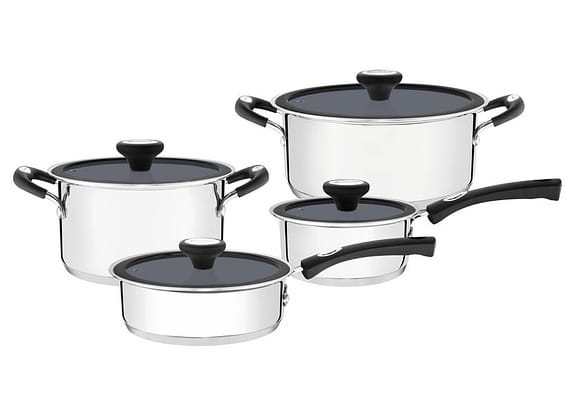 Jogo de Panelas Tramontina Solar Ceramic 65120/026 - Inox Fundo Triplo 4 Peças