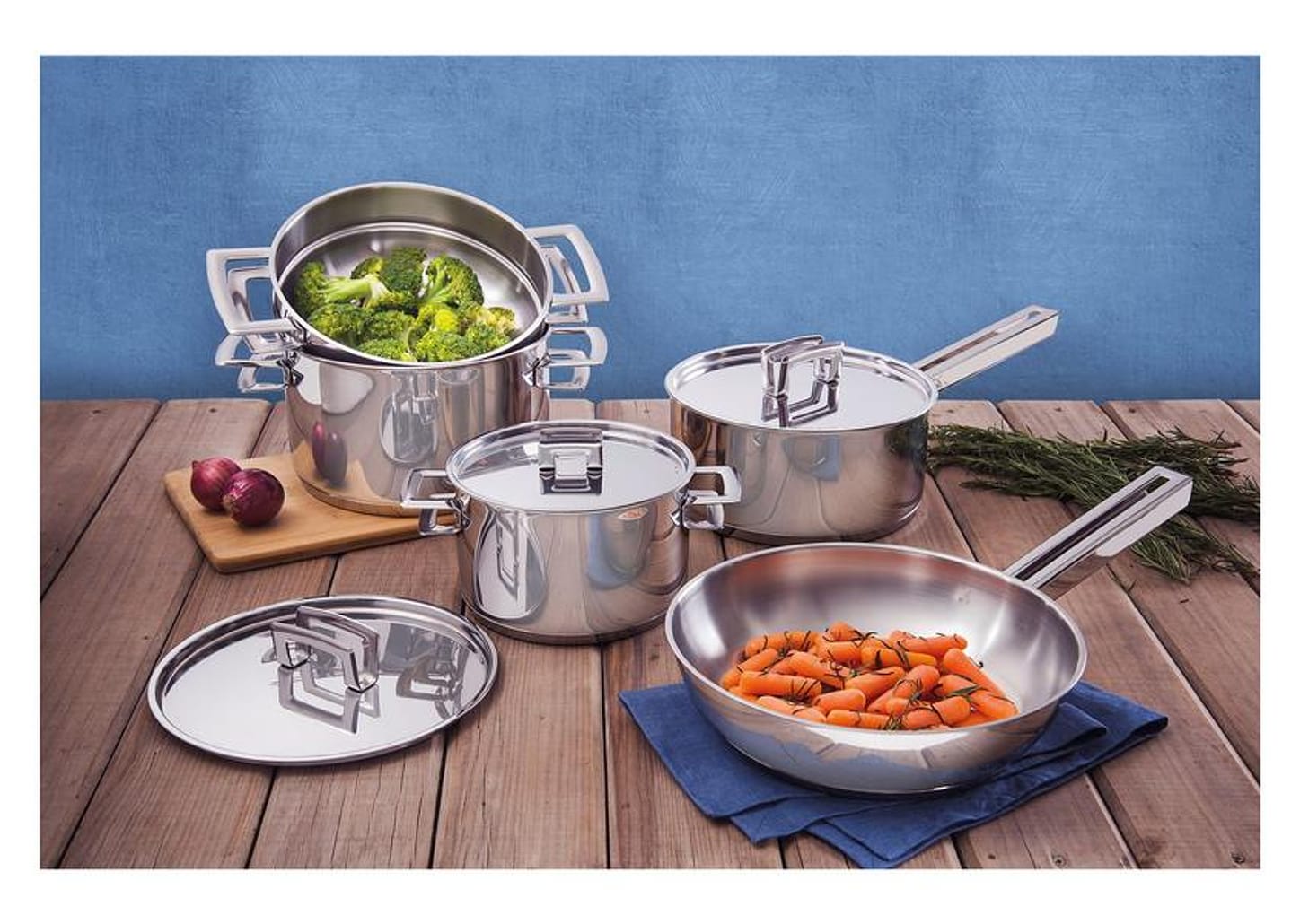 Jogo de Panelas Tramontina Brava 65400/010 Inox - Fundo Triplo 5 Peças