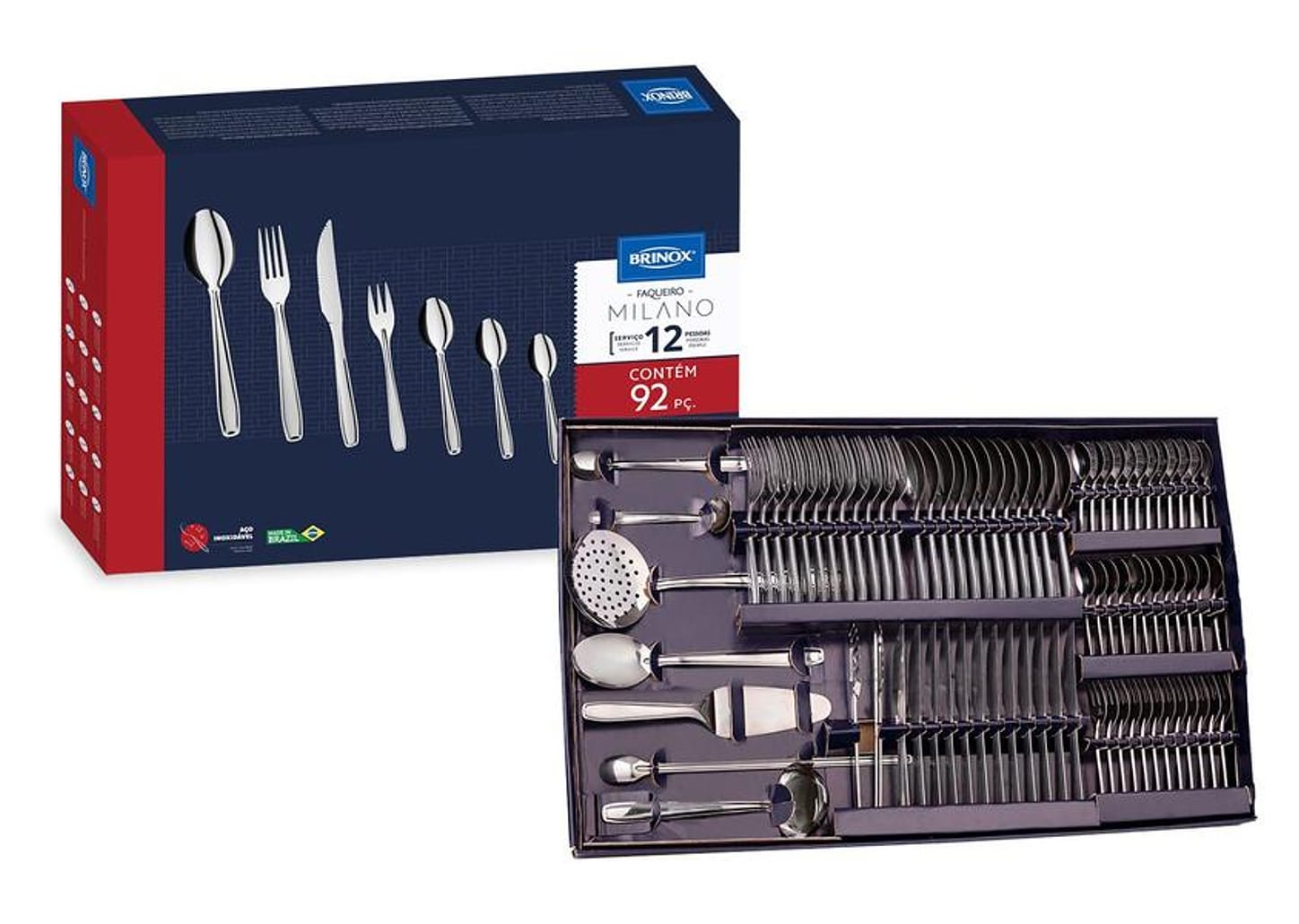 Faqueiro Brinox Inox 92 Peças Milano 5123/430