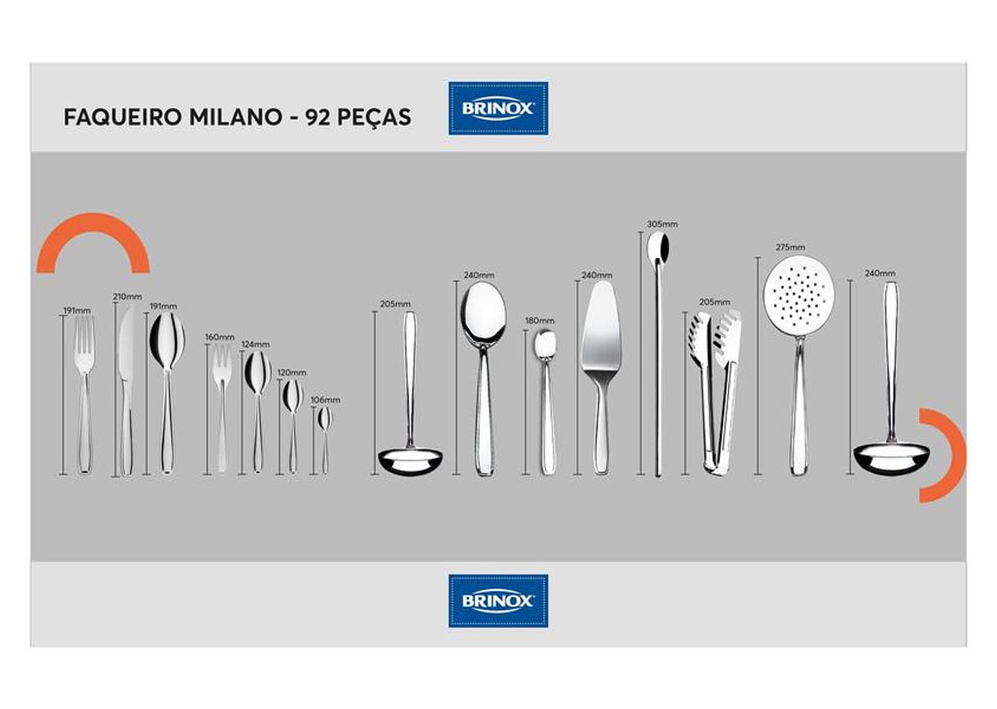 Faqueiro Brinox Inox 92 Peças Milano 5123/430