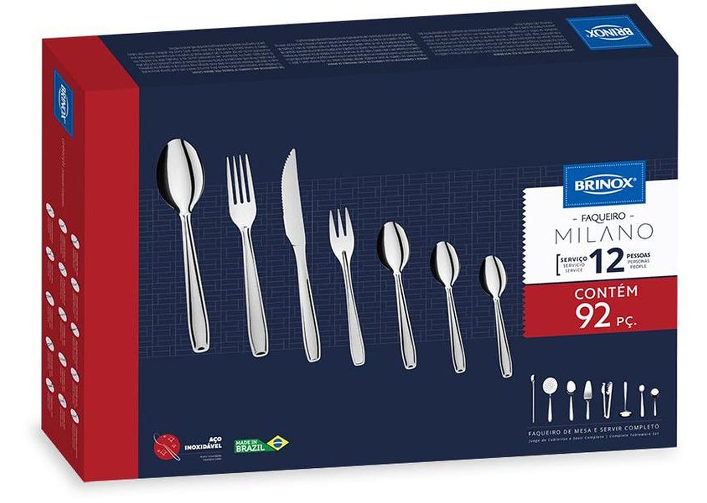 Faqueiro Brinox Inox 92 Peças Milano 5123/430