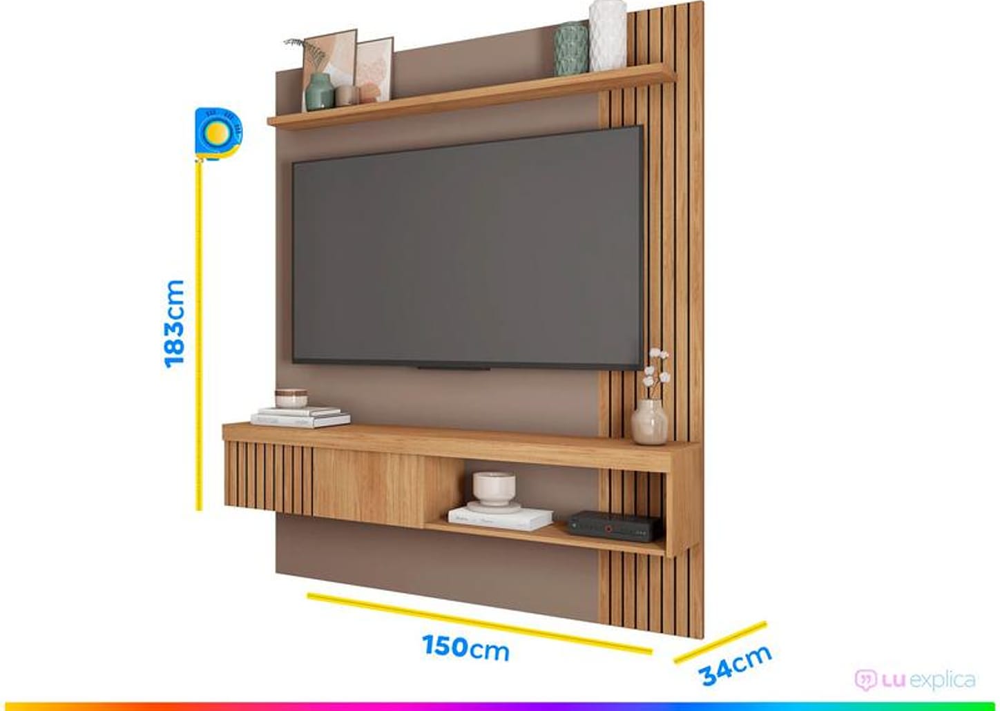 Painel para TV até 55” Caemmun Jade 1 Prateleira
