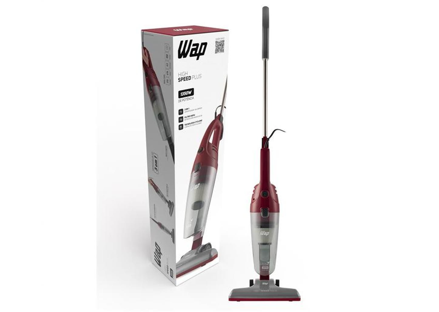 Aspirador de Pó Wap Filtro HEPA 1350W - High Speed Plus Vermelho e Cinza