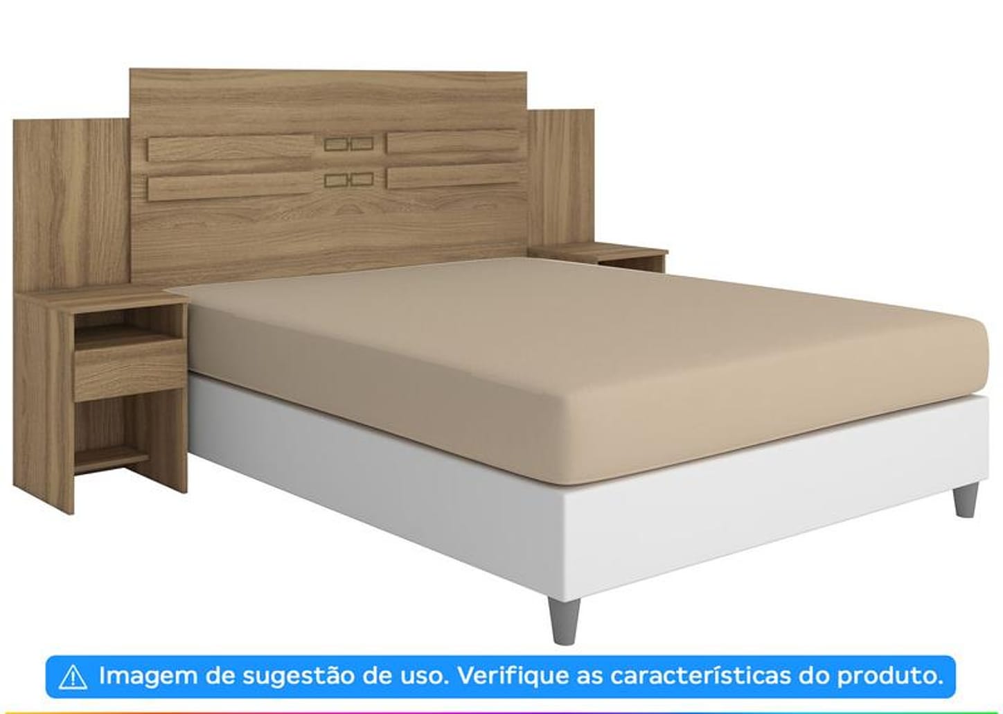 Cabeceira Casal com Sommier Pintura UV Demóbile - Triunfo Amendola Touch