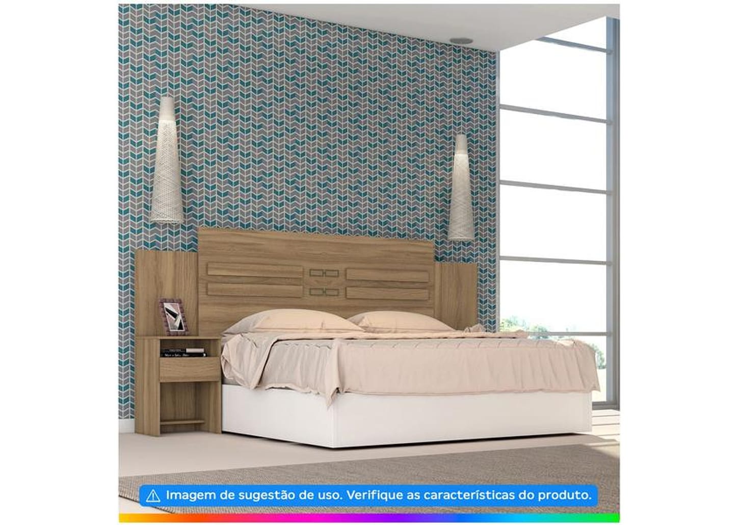 Cabeceira Casal com Sommier Pintura UV Demóbile - Triunfo Amendola Touch