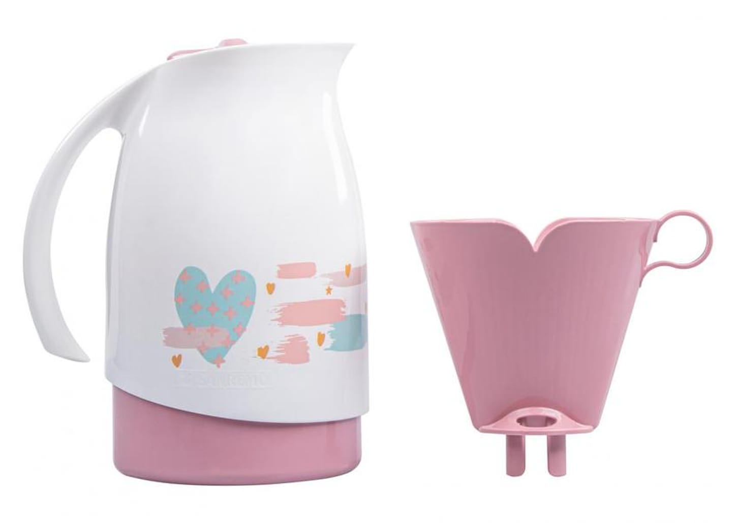 Bule de Café Termic Branco e Rosa 700ml - Sanremo