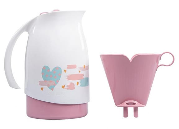 Bule de Café Termic Branco e Rosa 700ml - Sanremo