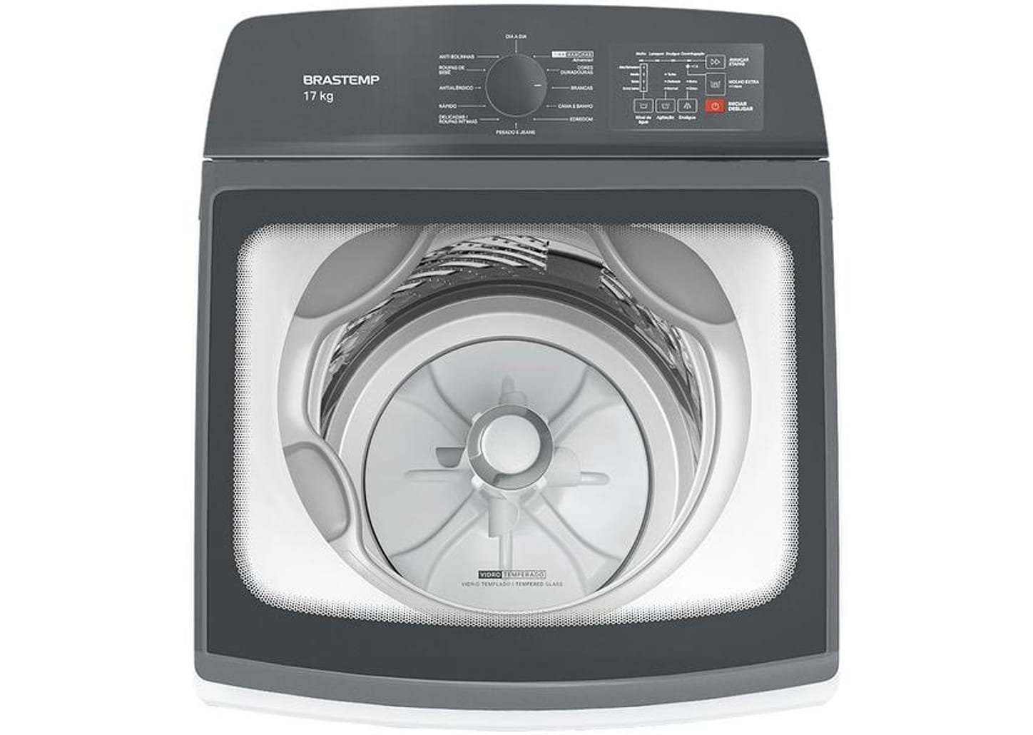 Lavadora de Roupas Brastemp 17kg Cesto Inox 12 Programas de Lavagem Branca BWK17