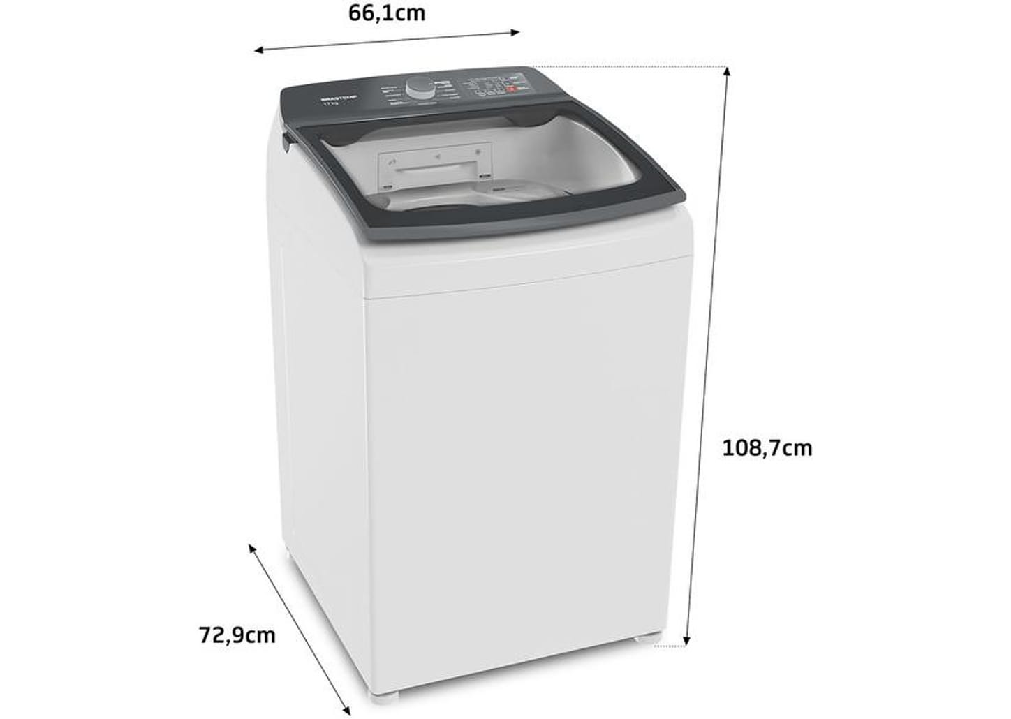 Lavadora de Roupas Brastemp 17kg Cesto Inox 12 Programas de Lavagem Branca BWK17