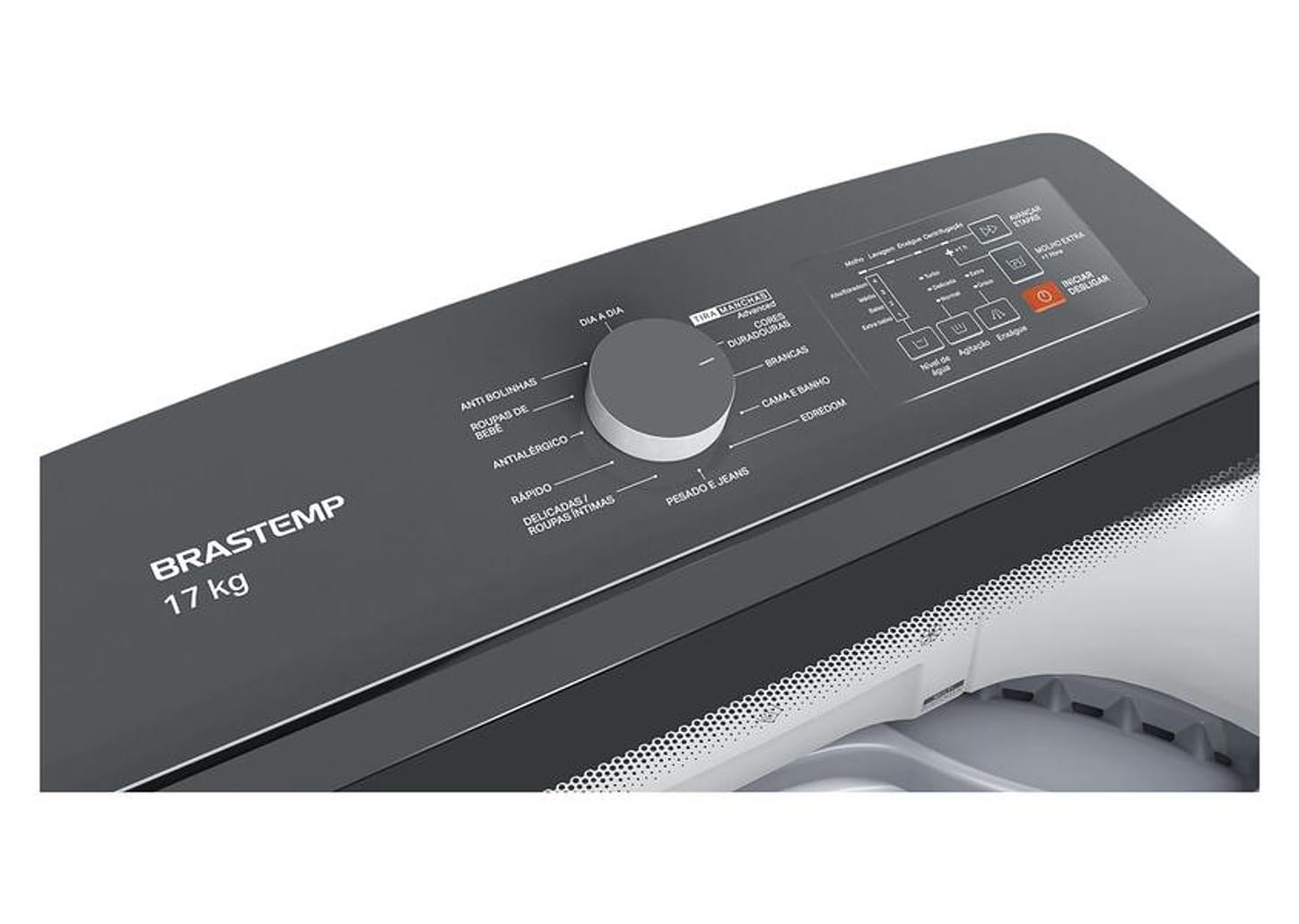 Lavadora de Roupas Brastemp 17kg Cesto Inox 12 Programas de Lavagem Branca BWK17