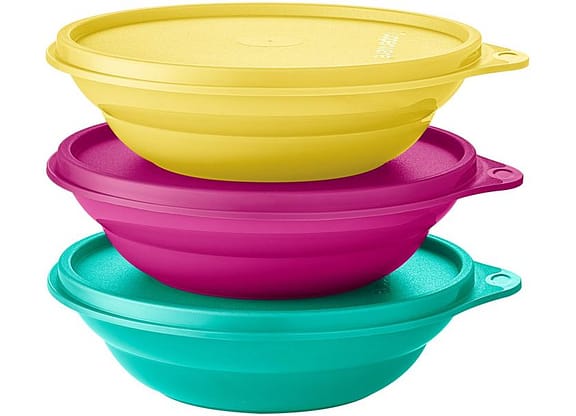 Conjunto de Tigelas de Plástico 3 Peças - Tupperware Pragela Colors