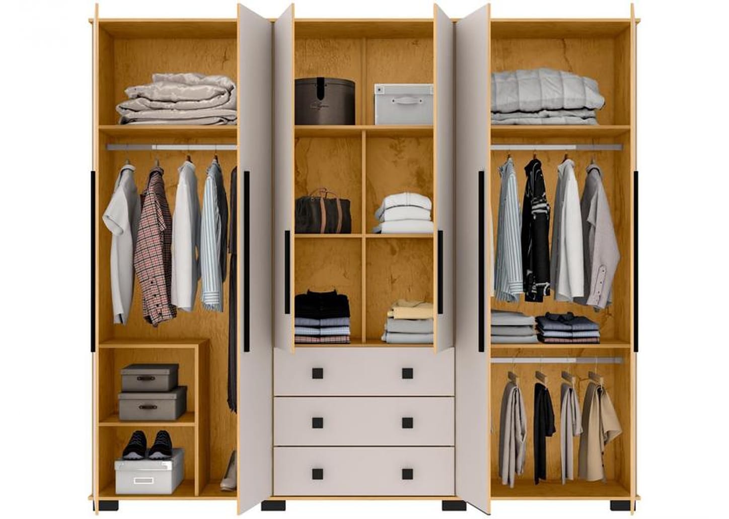 Guarda-roupa Casal com Espelho 6 Portas Araplac Malu