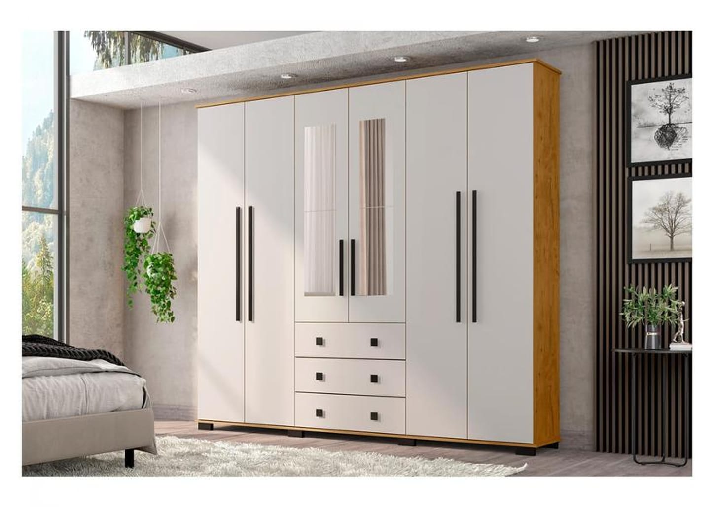 Guarda-roupa Casal com Espelho 6 Portas Araplac Malu