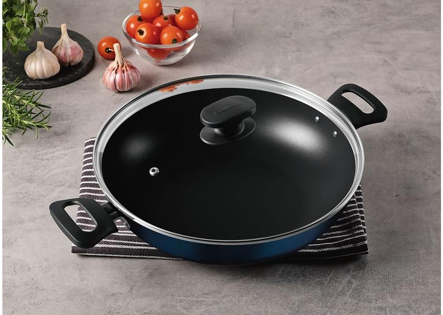 Panela Wok Antiaderente Tramontina de Alumínio - Ravena Azul 28cm