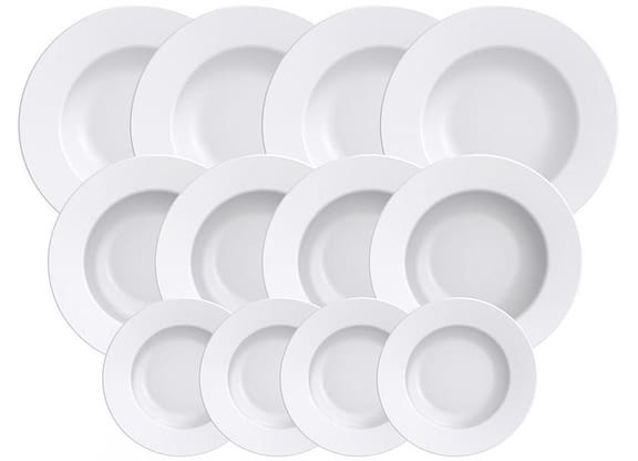 Jogo de Pratos Redondo de Porcelana Branco - Tramontina Maria Augusta 12 Peças