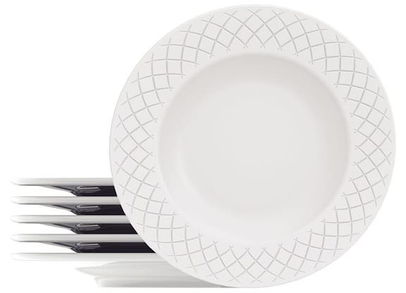 Jogo de Pratos Redondo de Porcelana Branco Raso - Tramontina Ingrid 6 Peças