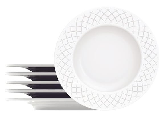 Jogo de Pratos Redondo de Porcelana Branco de Sobremesa Tramontina Ingrid 6 Peças