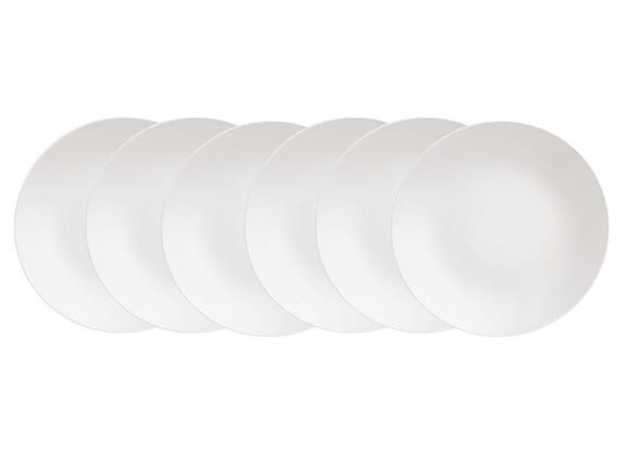 Jogo de Pratos Redondo de Porcelana Branco Raso - Tramontina Leonora 6 Peças