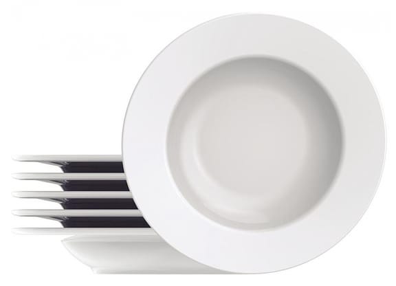 Jogo de Pratos Redondo de Porcelana Branco Fundo - Tramontina Maria Augusta 6 Peças