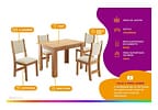 Mesa de Jantar 4 Cadeiras Retangular Mel/Veludo Pastel Viero Móveis Celine
