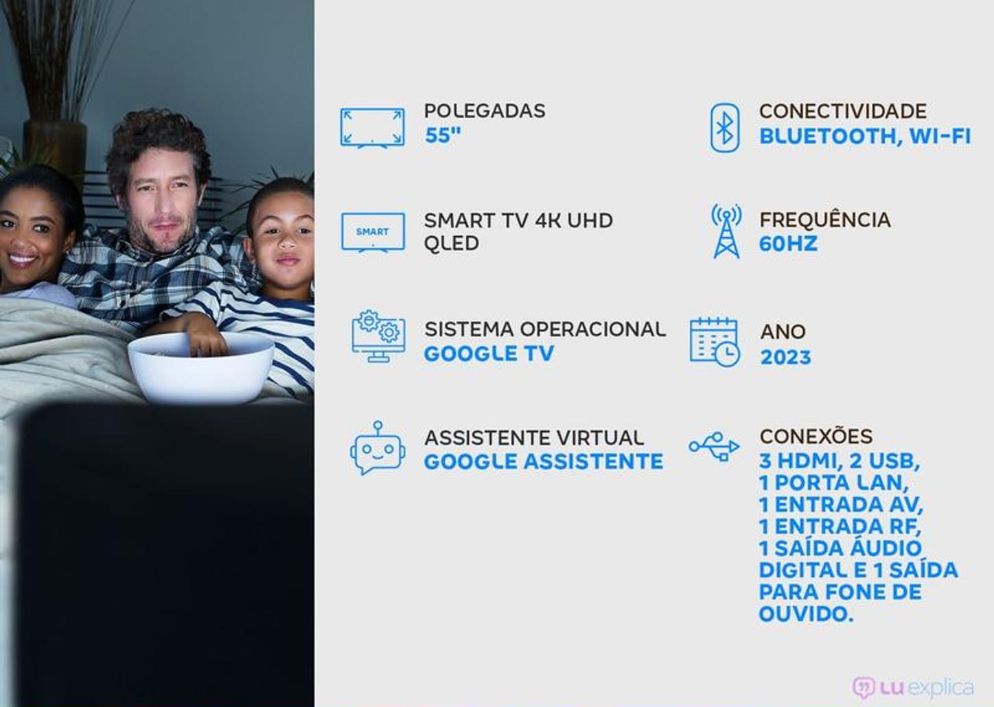 Smart TV 55” 4K UHD QLED TCL 55C635 Wi-Fi - Bluetooth Google Assistente 3 HDMI 2 USB