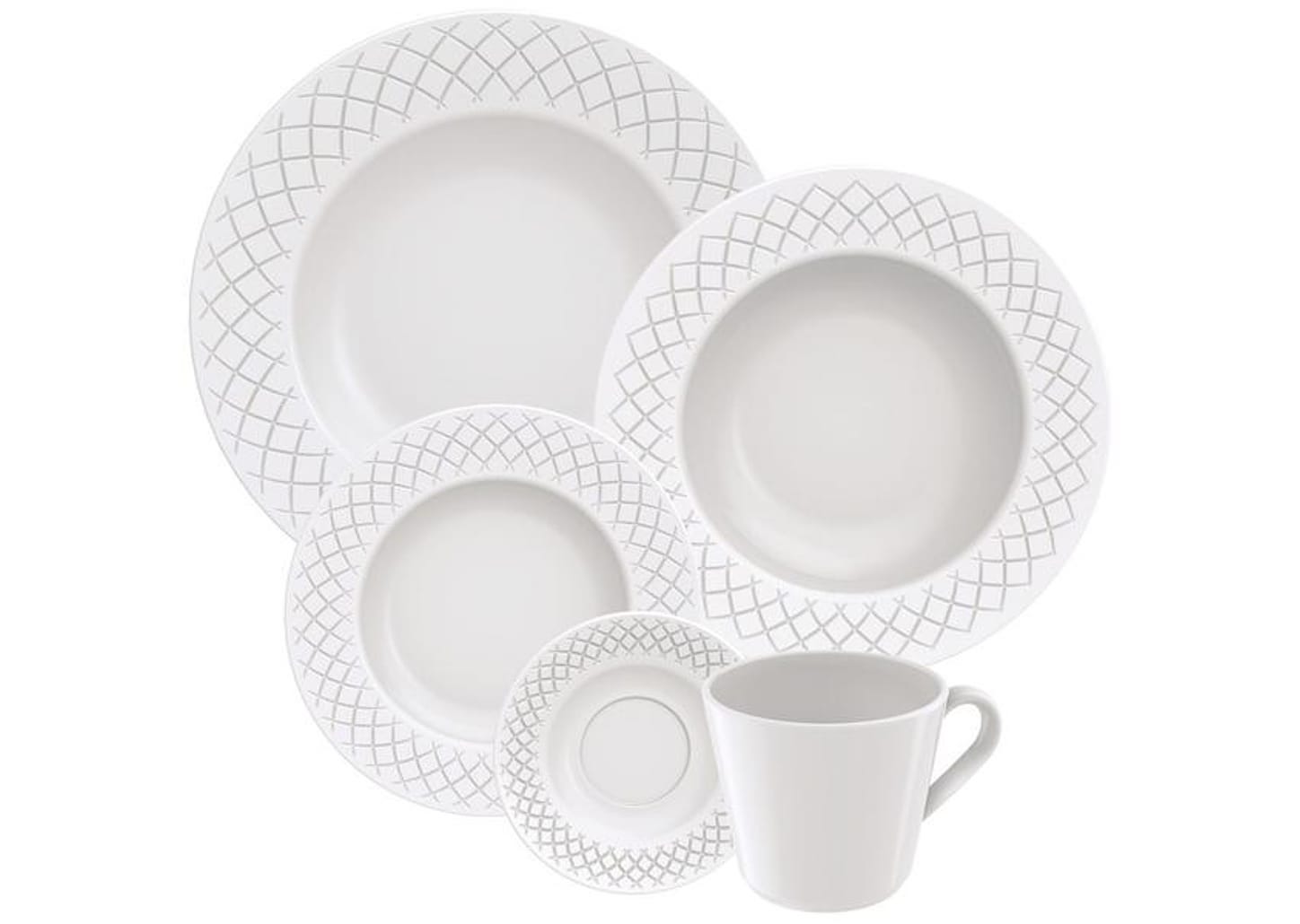 Aparelho de Jantar e Chá 20 Peças Tramontina - Porcelana Branco Redondo Ingrid