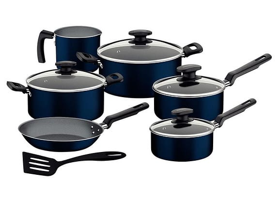 Jogo de Panelas Tramontina Antiaderente de Alumínio Azul 7 Peças Ravena