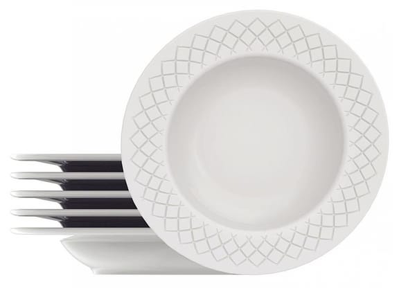 Jogo de Pratos Redondo de Porcelana Branco Fundo - Tramontina Ingrid 6 Peças