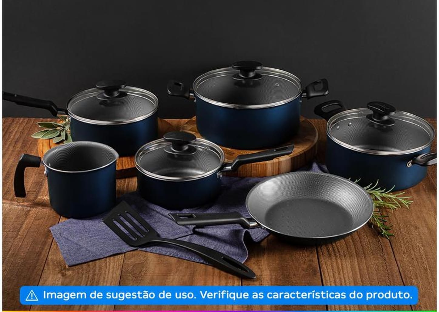 Jogo de Panelas Tramontina Antiaderente de Alumínio Azul 7 Peças Ravena