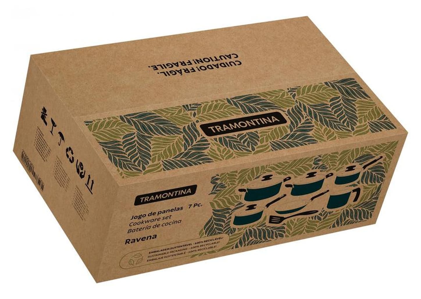 Jogo de Panelas Tramontina Antiaderente de Alumínio Azul 7 Peças Ravena