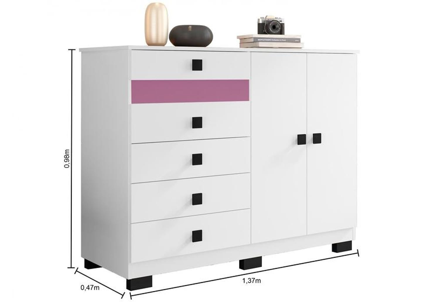 Cômoda 5 Gavetas 2 Portas Araplac Malu