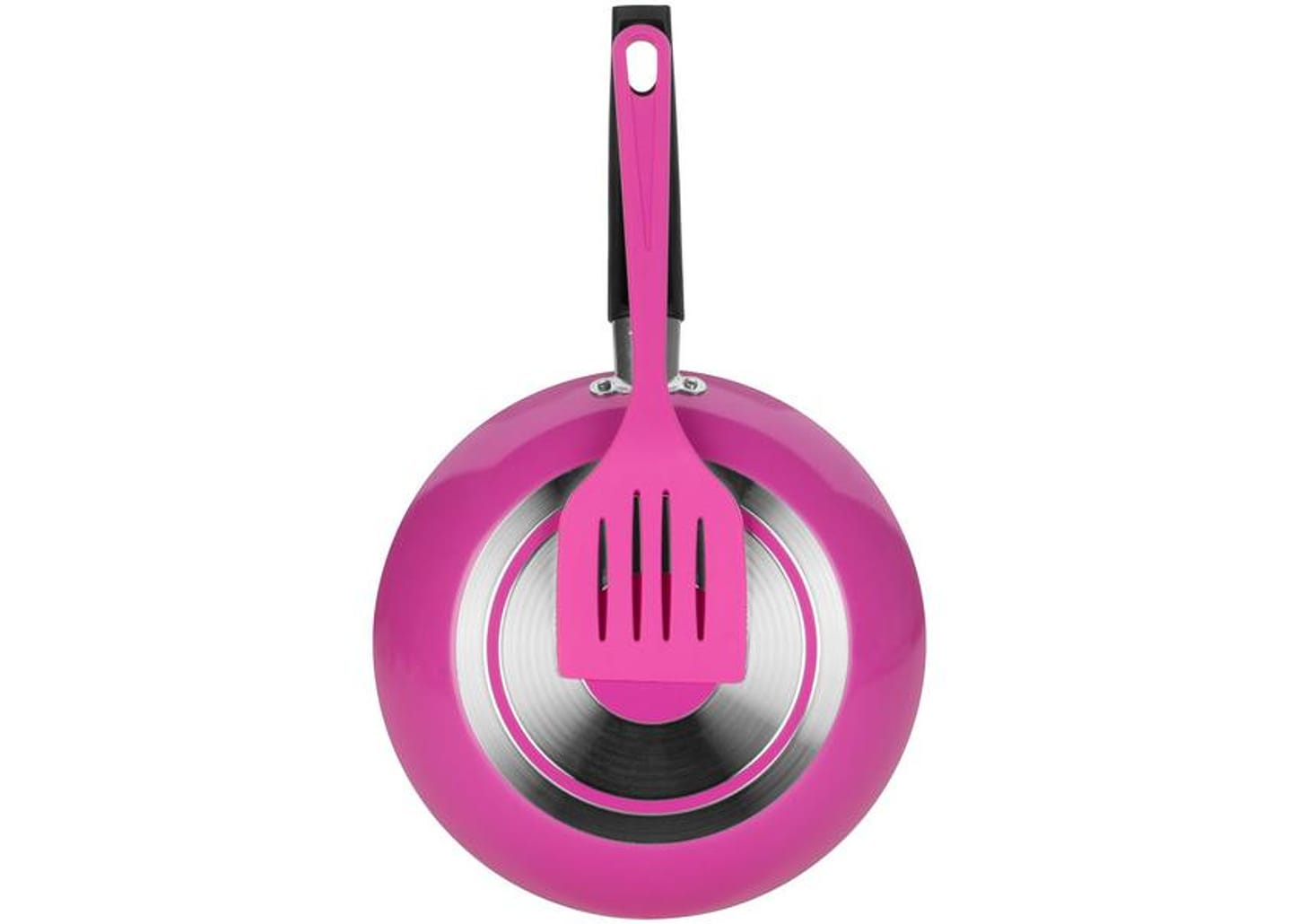 Frigideira Antiaderente Multiflon de Alumínio Color Rosa 24cm com Espátula