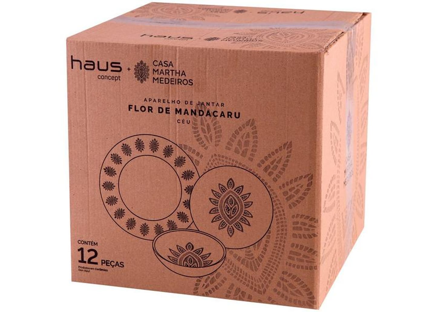 Aparelho de Jantar Mandacaru Martha Medeiros Céu 12 Peças