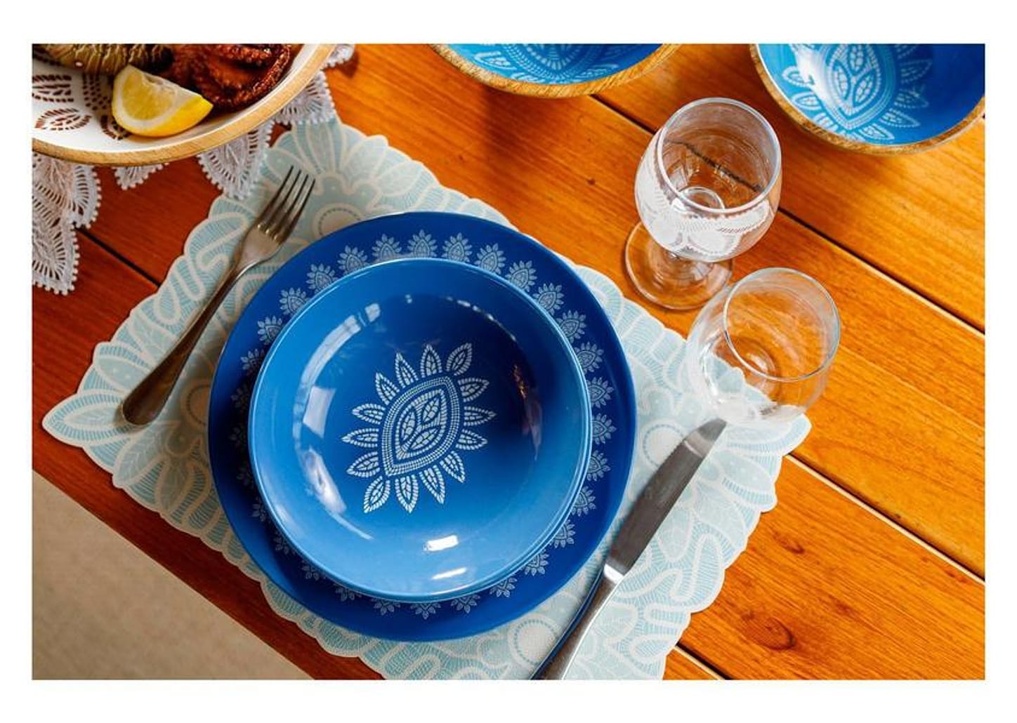 Jogo Americano Mandacaru Martha Medeiros Céu 4 Peças 43x30cm