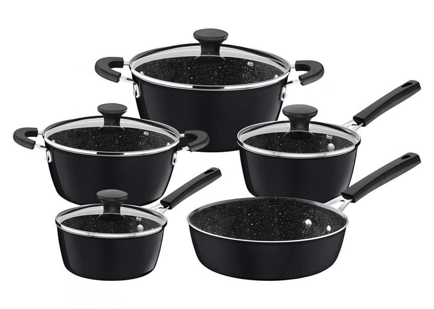 Jogo de Panelas Tramontina Revestimento Cerâmico de Alumínio Cinza 5 Peças Glenz