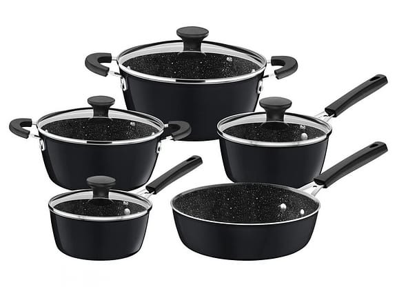 Jogo de Panelas Tramontina Revestimento Cerâmico de Alumínio Cinza 5 Peças Glenz