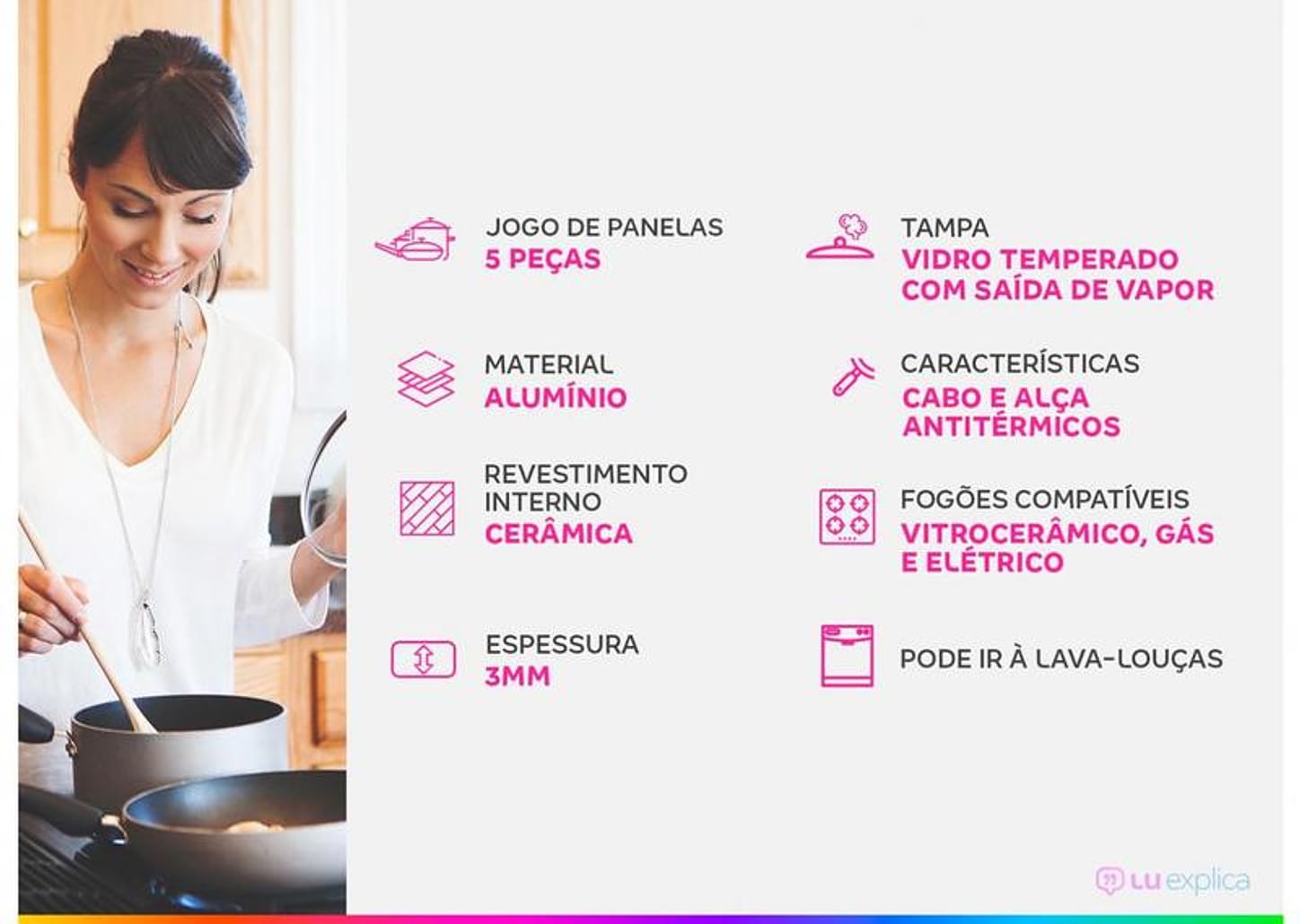 Jogo de Panelas Tramontina Revestimento Cerâmico de Alumínio Cinza 5 Peças Glenz