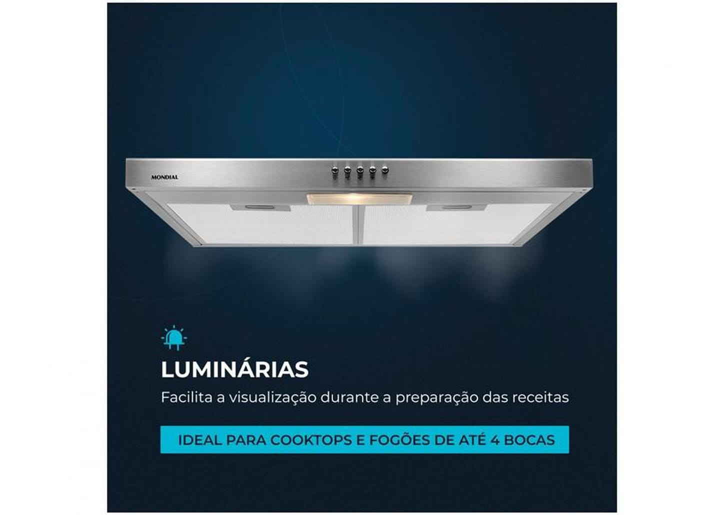 Depurador de Ar Mondial 60cm até 4 Bocas 3 Velocidades DP60-01