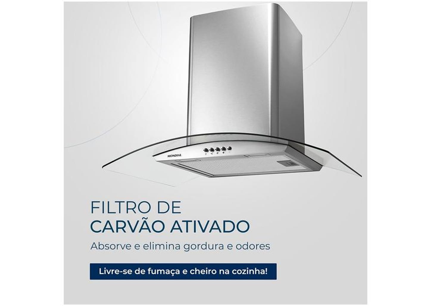 Coifa de Parede Mondial 60cm Inox até 4 Bocas - Curvo CF60-01