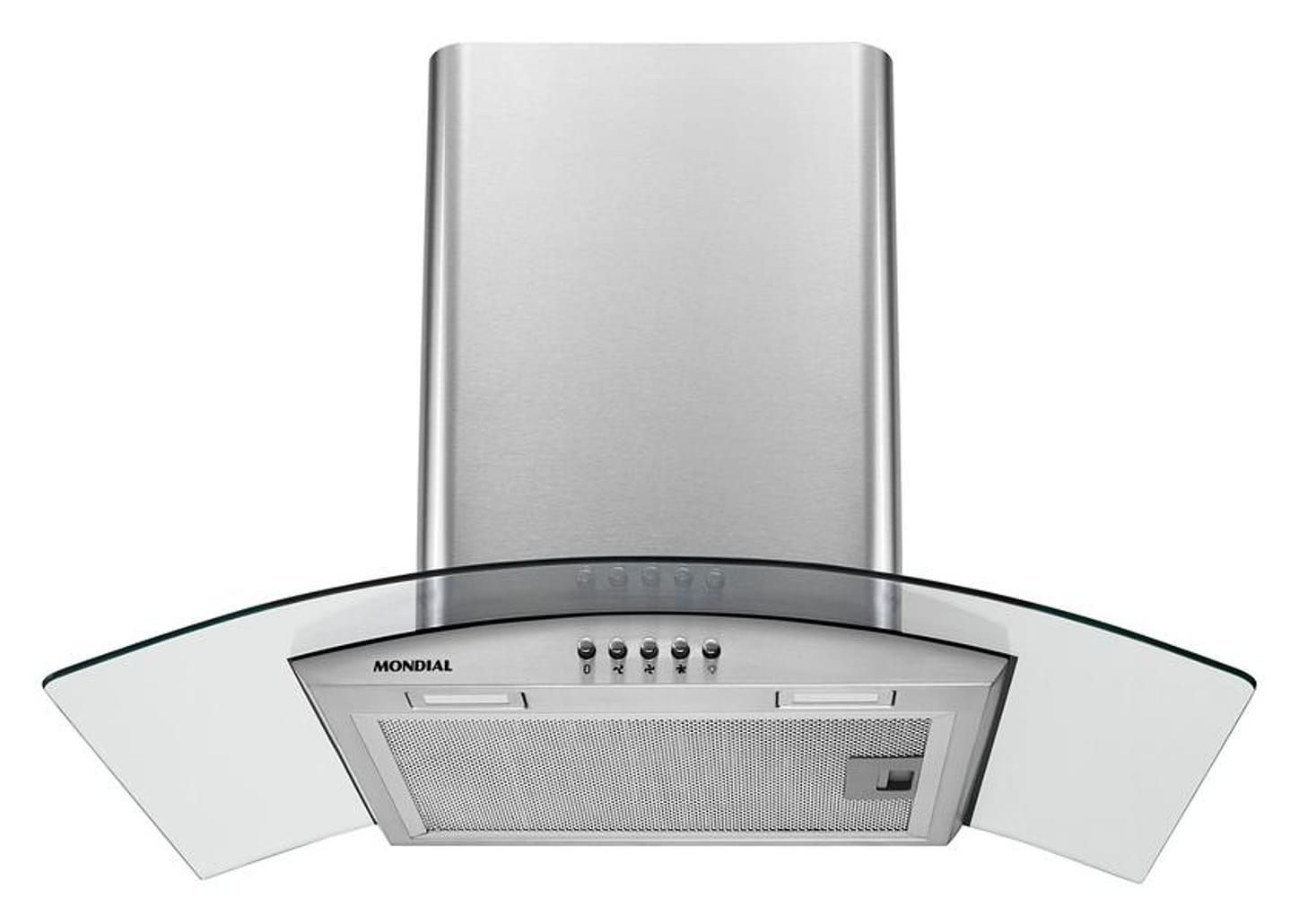 Coifa de Parede Mondial 60cm Inox até 4 Bocas - Curvo CF60-01