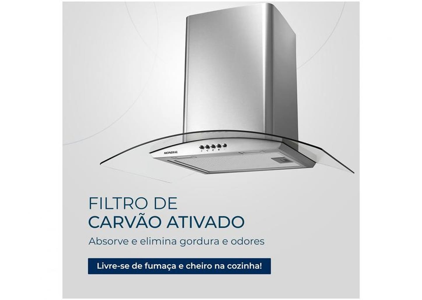 Coifa de Parede Mondial 60cm Inox até 4 Bocas - Curvo CF60-01