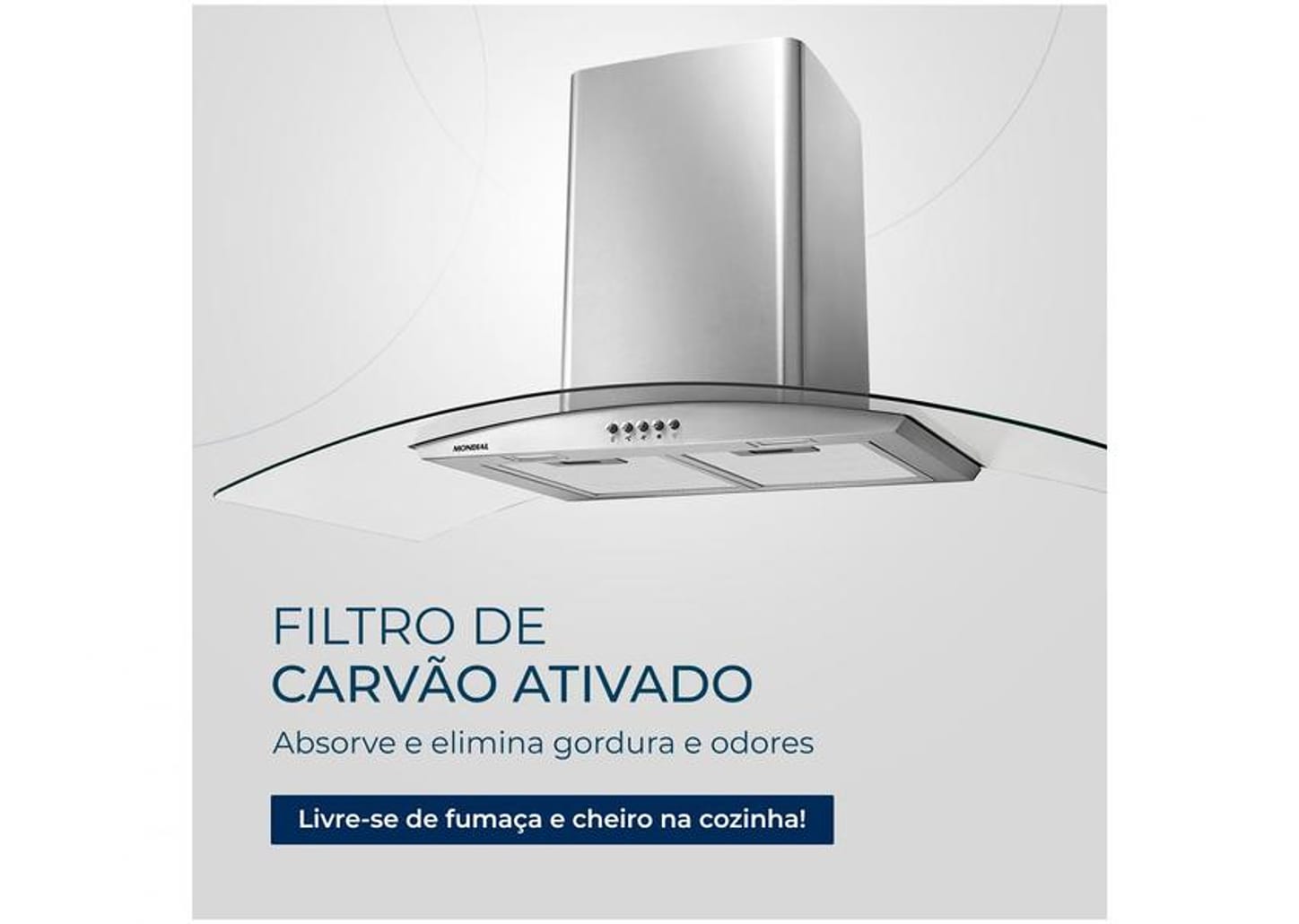 Coifa de Parede Mondial 90cm até 6 Bocas - Vidro Curvo CF90-01