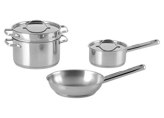 Jogo de Panelas Tramontina Inox Fundo Triplo 4 Peças Isis