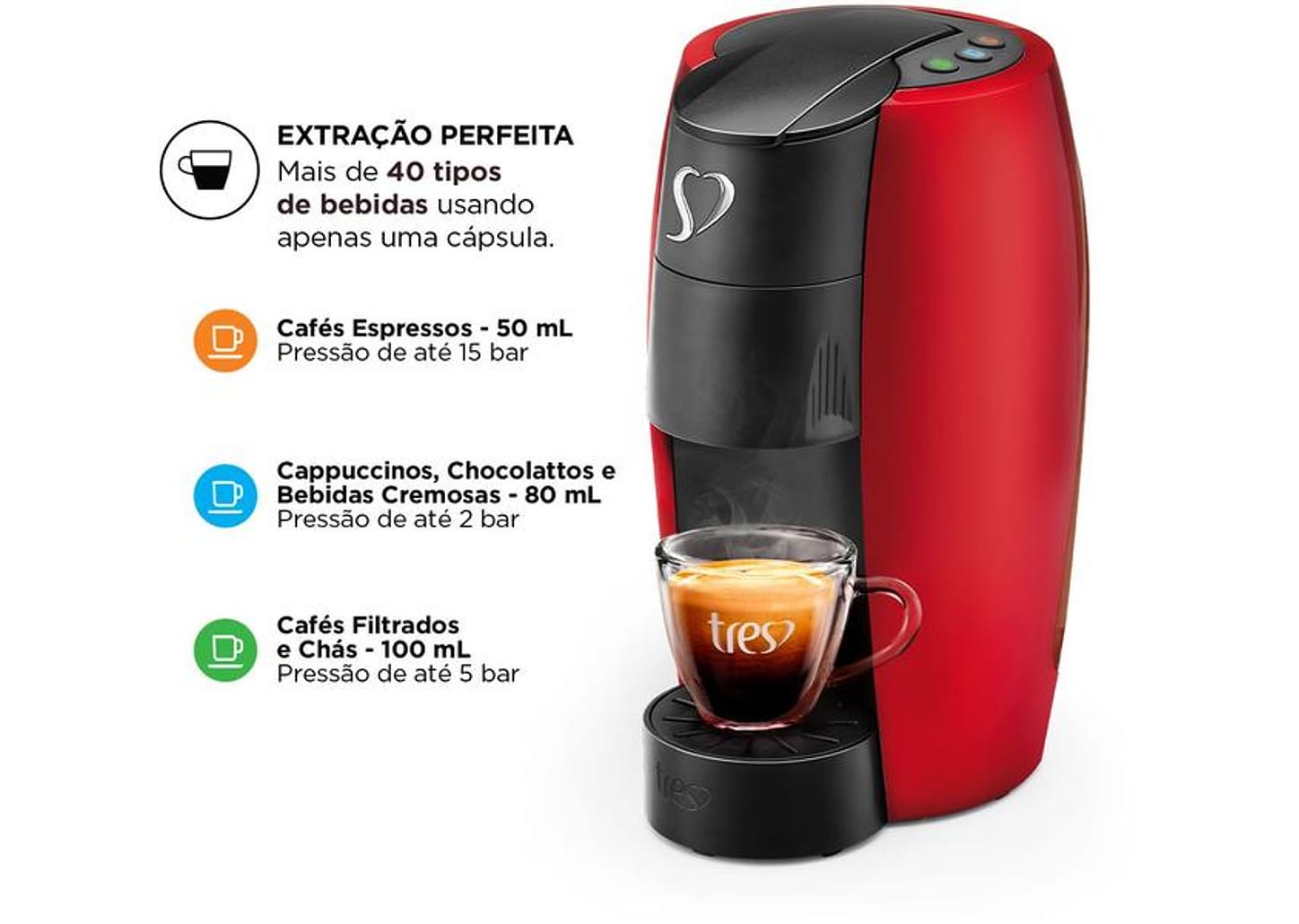 Cafeteira Espresso Tres Lov Vermelha