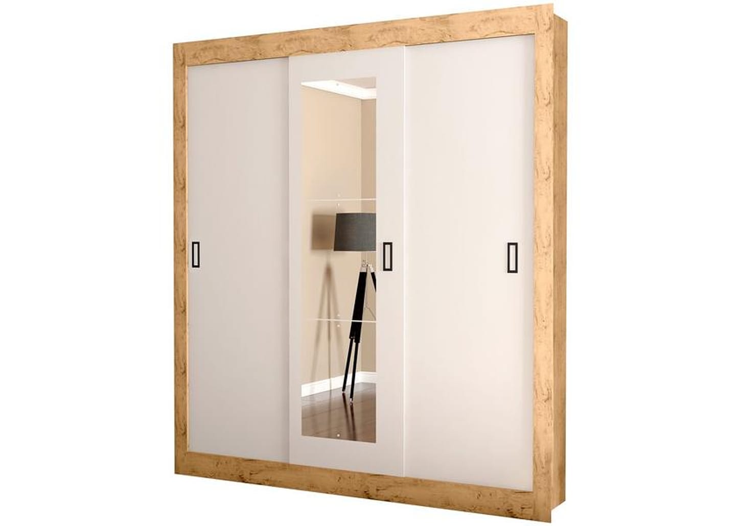 Guarda-roupa Casal com Espelho 3 Portas de Correr Araplac Melissa Glass